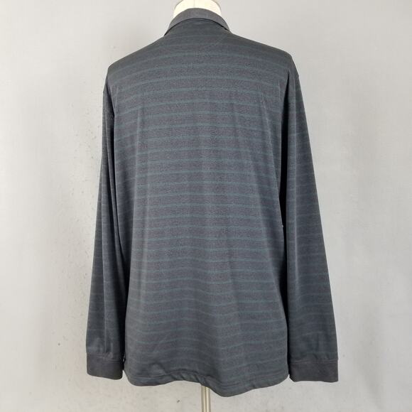 Greg Norman Pullover Shirt Mens Large Gray Stripe PlayDry Golf Performance Shark - Picture 5 of 13